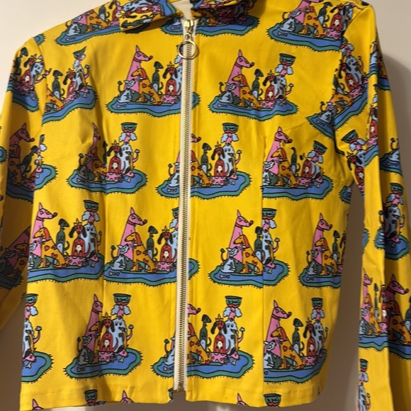 Nooworks Yellow and Blue Graphic Dog Party Jacket - Picture 5 of 6